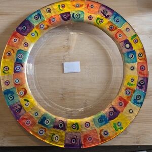 Berkeley Designs Abstraction NWOT Circles Candle Plate Hand Painted Metallic